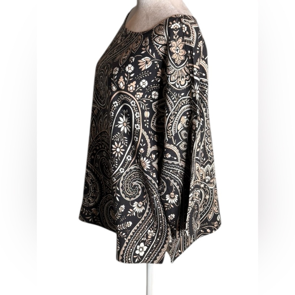 Soft Surroundings Black and Cream Paisley Blouse - Picture 13 of 16